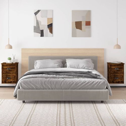 Tables De Chevet Murales 2 Pièces Chêne Fumé 41,5x36x53 Cm