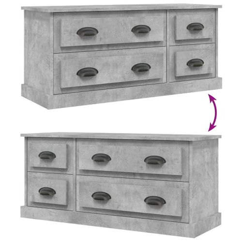 Meuble TV Gris Béton 100x35,5x45 Cm Bois Contreplaqué