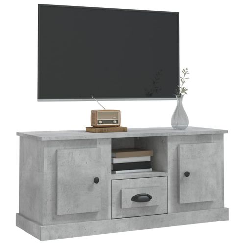 Meuble TV Gris Béton 100x35,5x45 Cm Bois Contreplaqué