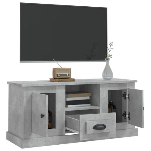 Meuble TV Gris Béton 100x35,5x45 Cm Bois Contreplaqué