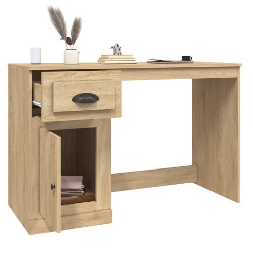 Bureau Avec Tiroir Chêne Sonoma 115x50x75 Cm Bois Contreplaqué