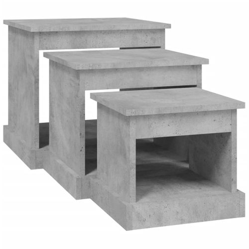 Tables Basses 3 Pièces Gris Béton Bois Contreplaqué