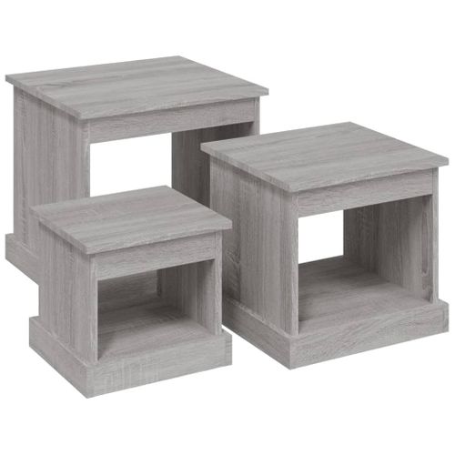 Tables Basses 3 Pièces Sonoma Gris Bois Contreplaqué