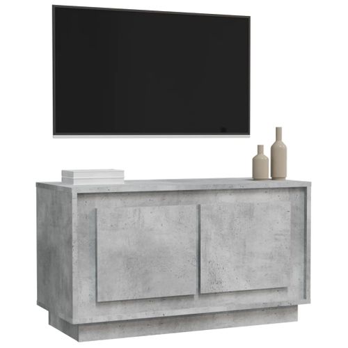 Meuble TV Gris Béton 80x35x45 Cm Bois Contreplaqué