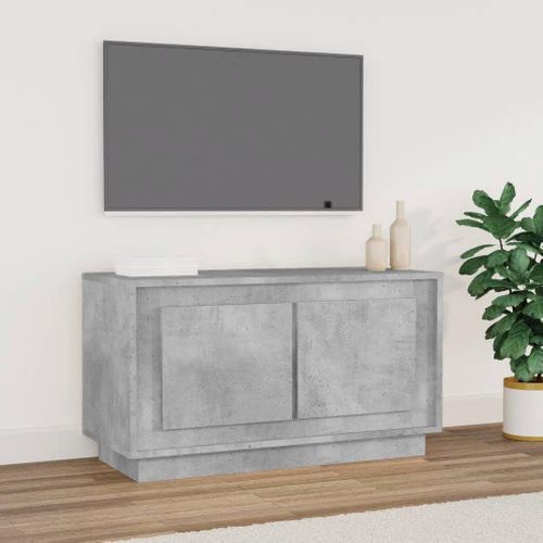 Meuble TV Gris Béton 80x35x45 Cm Bois Contreplaqué