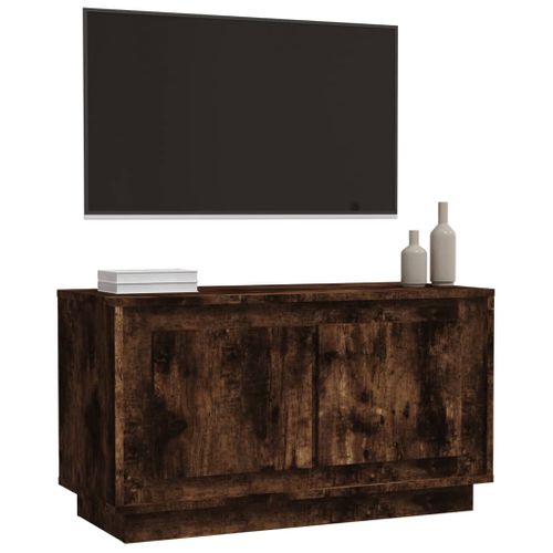 Meuble TV Chêne Fumé 80x35x45 Cm Bois Contreplaqué