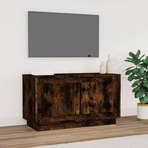 Meuble TV Chêne Fumé 80x35x45 Cm Bois Contreplaqué