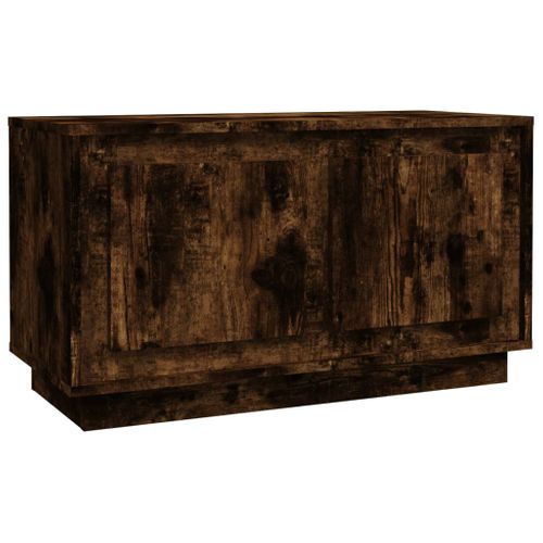 Meuble TV Chêne Fumé 80x35x45 Cm Bois Contreplaqué
