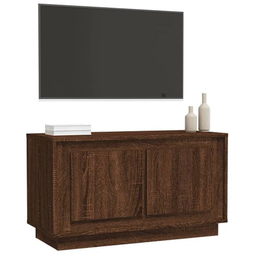Meuble TV Chêne Marron 80x35x45 Cm Bois Contreplaqué