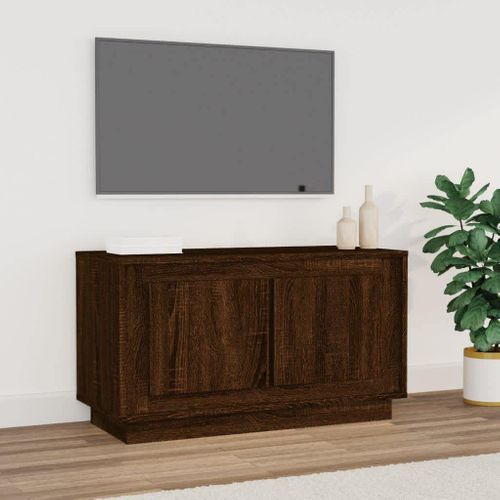 Meuble TV Chêne Marron 80x35x45 Cm Bois Contreplaqué