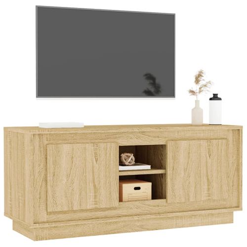 Meuble TV Chêne Sonoma 102x35x45 Cm Bois Contreplaqué
