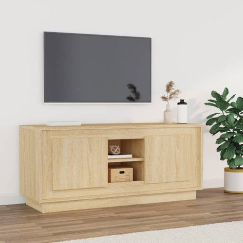 Meuble TV Chêne Sonoma 102x35x45 Cm Bois Contreplaqué