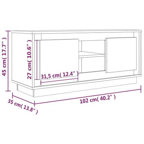Meuble TV Chêne Sonoma 102x35x45 Cm Bois Contreplaqué