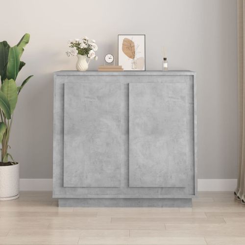Buffet Gris Béton 80x34x75 Cm Bois Contreplaqué