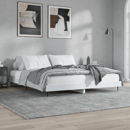 Cadre De Lit Sans Matelas Blanc 200x200 Cm Bois Contreplaqué