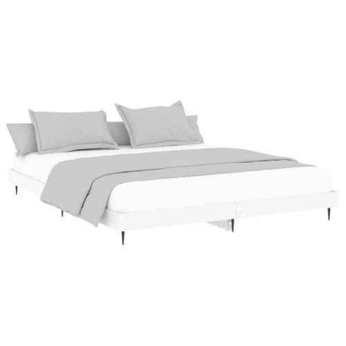 Cadre De Lit Sans Matelas Blanc 200x200 Cm Bois Contreplaqué