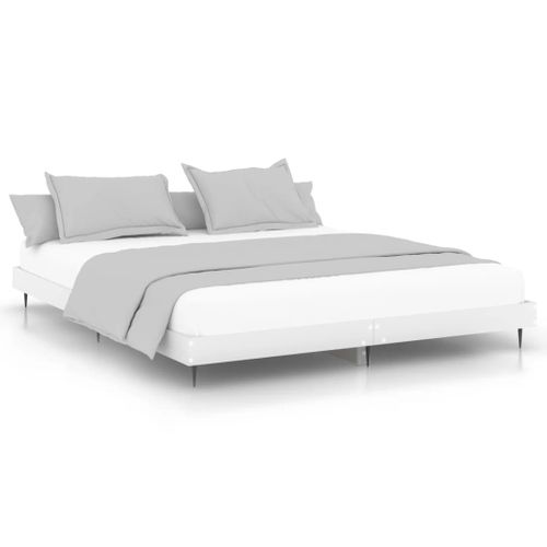 Cadre De Lit Sans Matelas Blanc 200x200 Cm Bois Contreplaqué