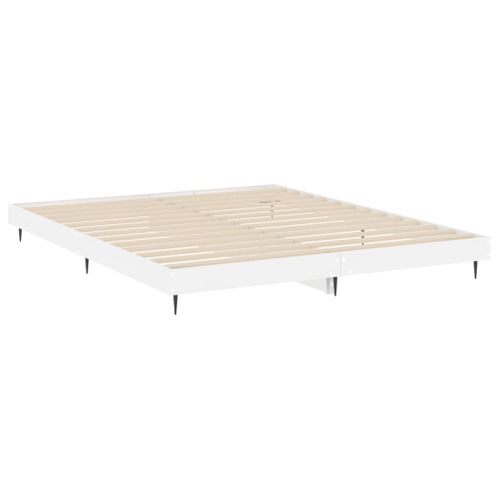 Cadre De Lit Sans Matelas Blanc Brillant 200x200 Cm
