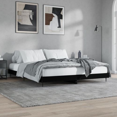 Cadre De Lit Sans Matelas Noir 180x200 Cm Bois Contreplaqué