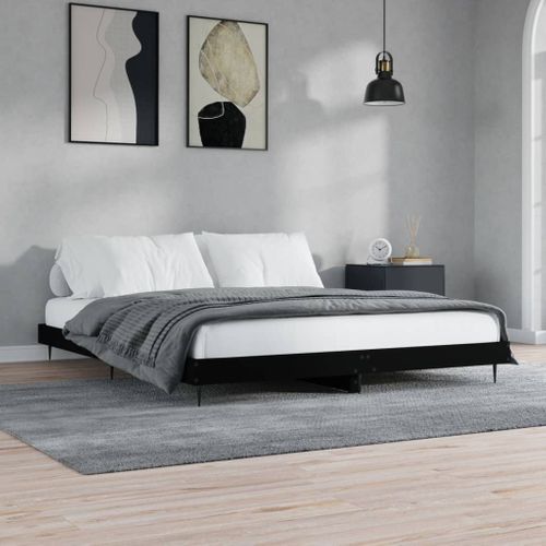Cadre De Lit Sans Matelas Noir 180x200 Cm Bois Contreplaqué