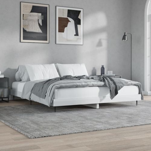 Cadre De Lit Sans Matelas Blanc Brillant 180x200 Cm