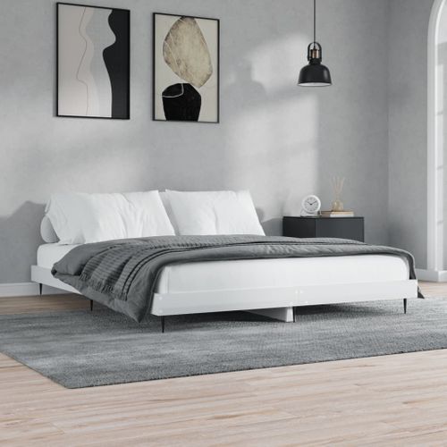 Cadre De Lit Sans Matelas Blanc Brillant 180x200 Cm