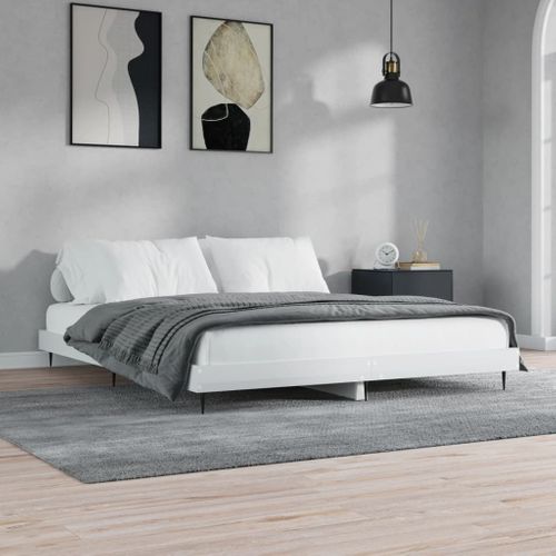 Cadre De Lit Sans Matelas Blanc Brillant 160x200 Cm