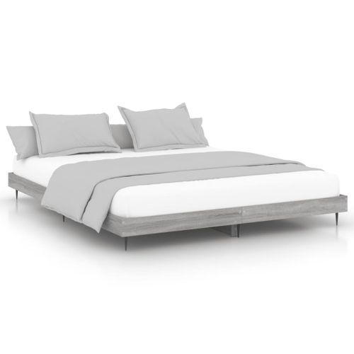 Cadre De Lit Sans Matelas Sonoma Gris 160x200cm Bois Ingénierie