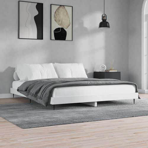 Cadre De Lit Sans Matelas Blanc 140x200 Cm Bois Contreplaqué
