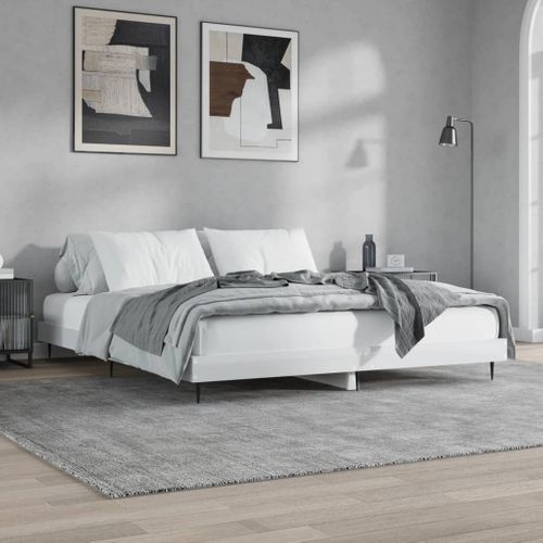 Cadre De Lit Sans Matelas Blanc Brillant 120x200 Cm