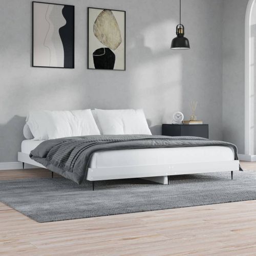 Cadre De Lit Sans Matelas Blanc Brillant 120x200 Cm