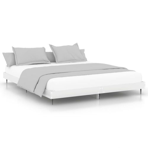 Cadre De Lit Sans Matelas Blanc Brillant 120x200 Cm