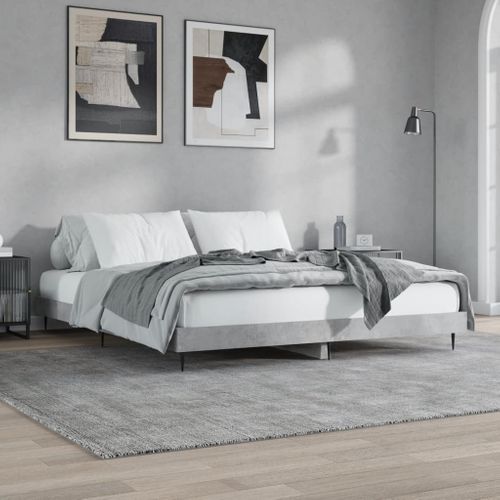 Cadre De Lit Sans Matelas Gris Béton 120x200 Cm