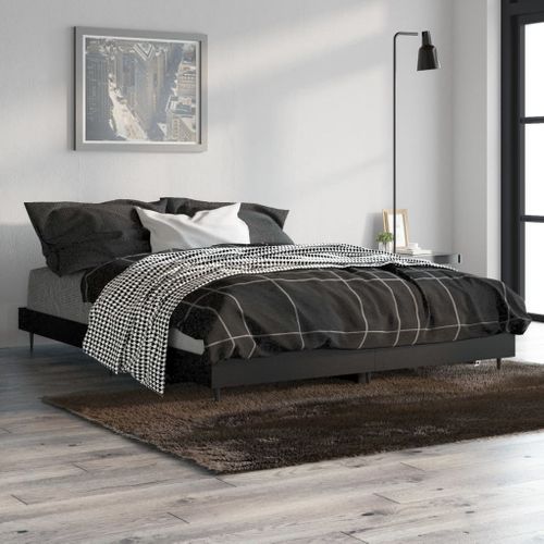 Cadre De Lit Sans Matelas Noir 140x190 Cm Bois Contreplaqué