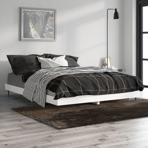 Cadre De Lit Sans Matelas Blanc Brillant 140x190 Cm