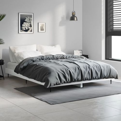Cadre De Lit Sans Matelas Blanc Brillant 140x190 Cm
