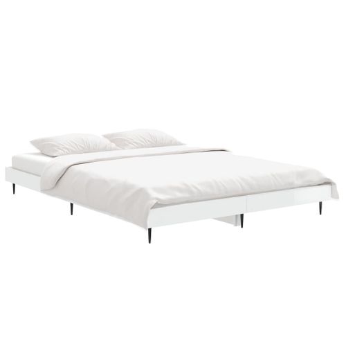 Cadre De Lit Sans Matelas Blanc Brillant 140x190 Cm