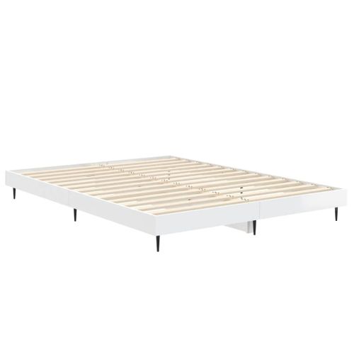 Cadre De Lit Sans Matelas Blanc Brillant 140x190 Cm
