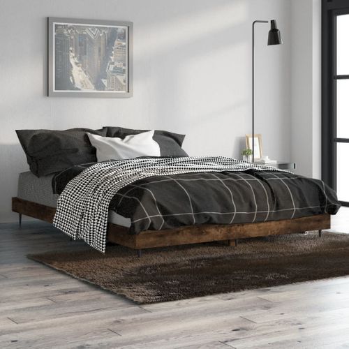Cadre De Lit Sans Matelas Chêne Fumé 140x190 Cm Bois Ingénierie