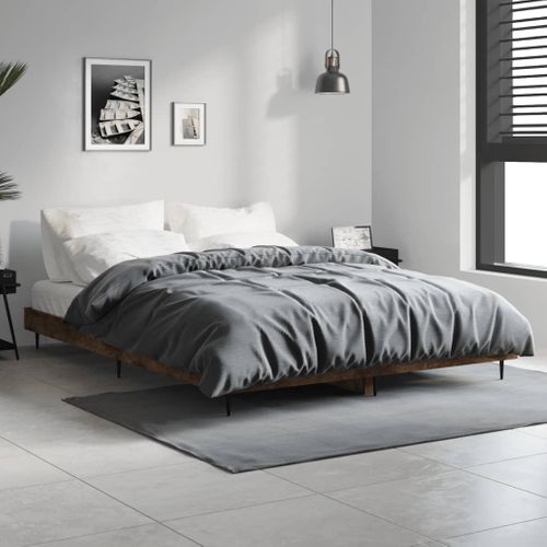 Cadre De Lit Sans Matelas Chêne Fumé 140x190 Cm Bois Ingénierie
