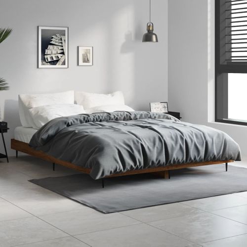 Cadre De Lit Sans Matelas Chêne Marron 135x190 Cm