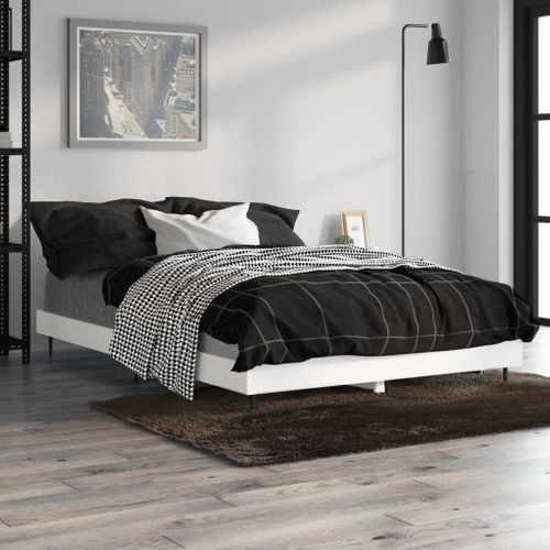 Cadre De Lit Sans Matelas Blanc 120x190 Cm Bois Contreplaqué