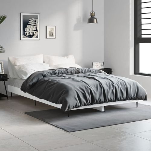 Cadre De Lit Sans Matelas Blanc 120x190 Cm Bois Contreplaqué