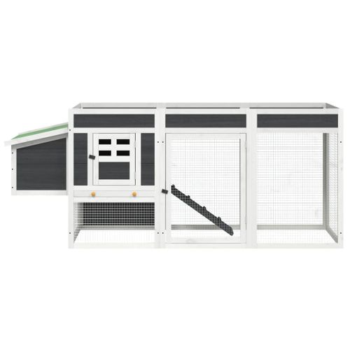 Poulailler Gris 204x50x84 Cm Bois Massif De Pin