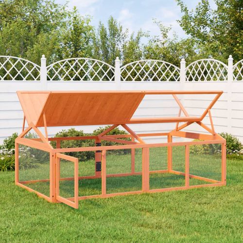 Enclos Animaux Marron 200x112,5x74 Cm Bois Massif De Pin