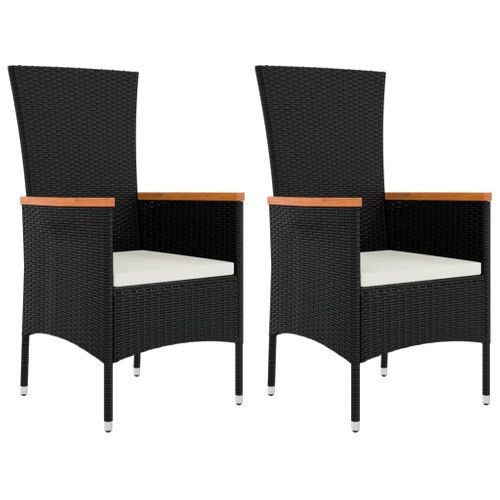 Ensemble De Salon De Jardin 3 Pièces Noir Poly Rotin Et Acacia