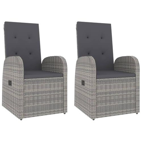 Ensemble De Salon De Jardin 3 PCs Gris Poly Rotin Et Acacia