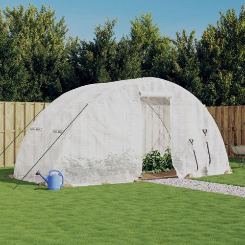 Serre Avec Cadre En Acier Blanc 10 M² 5x2x2,3 M