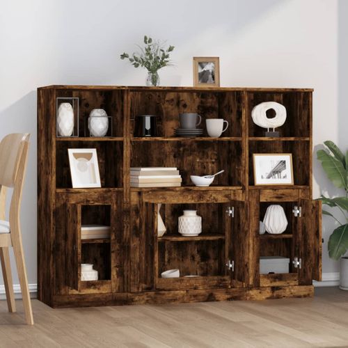 Buffets 3 Pièces Chêne Fumé Bois Contreplaqué