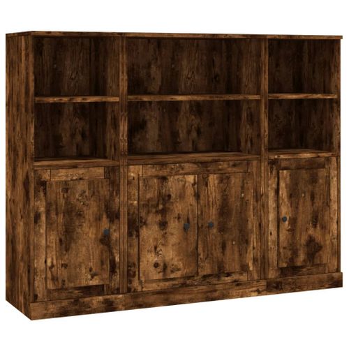 Buffets 3 Pièces Chêne Fumé Bois Contreplaqué